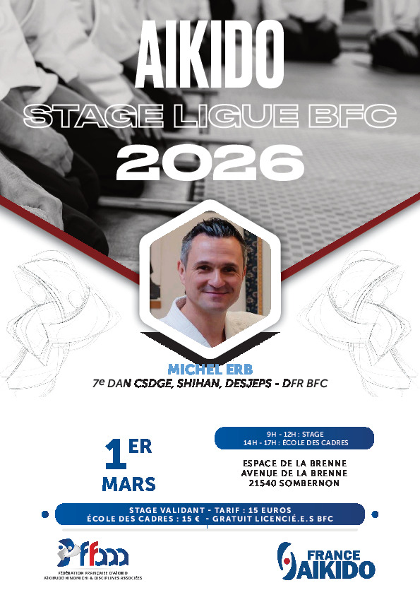 Affiche du stage du 1er mars 2026 à Sombernon annimé par Michel Erb